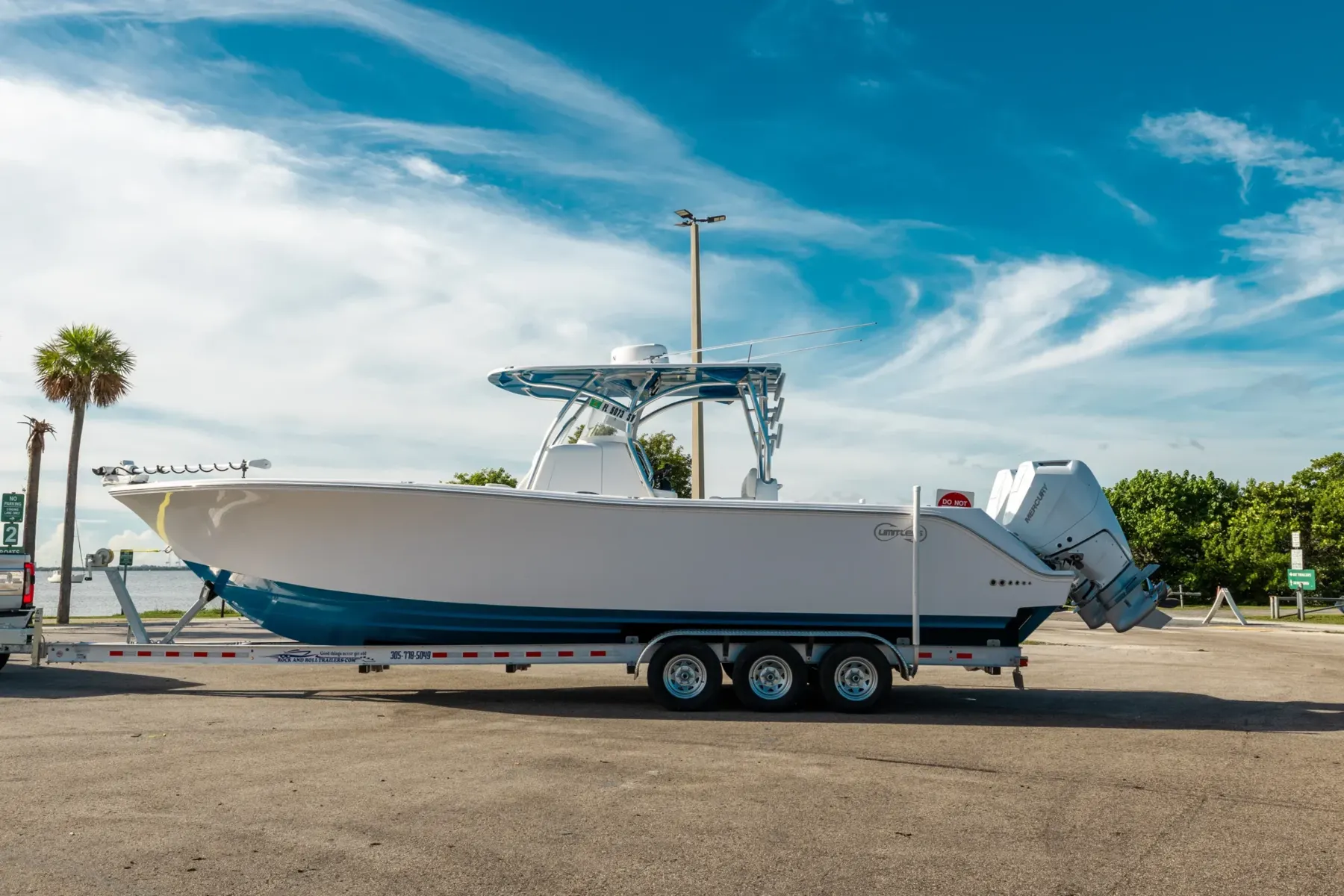 A new Limitless 320 on its trailer at the factory yard